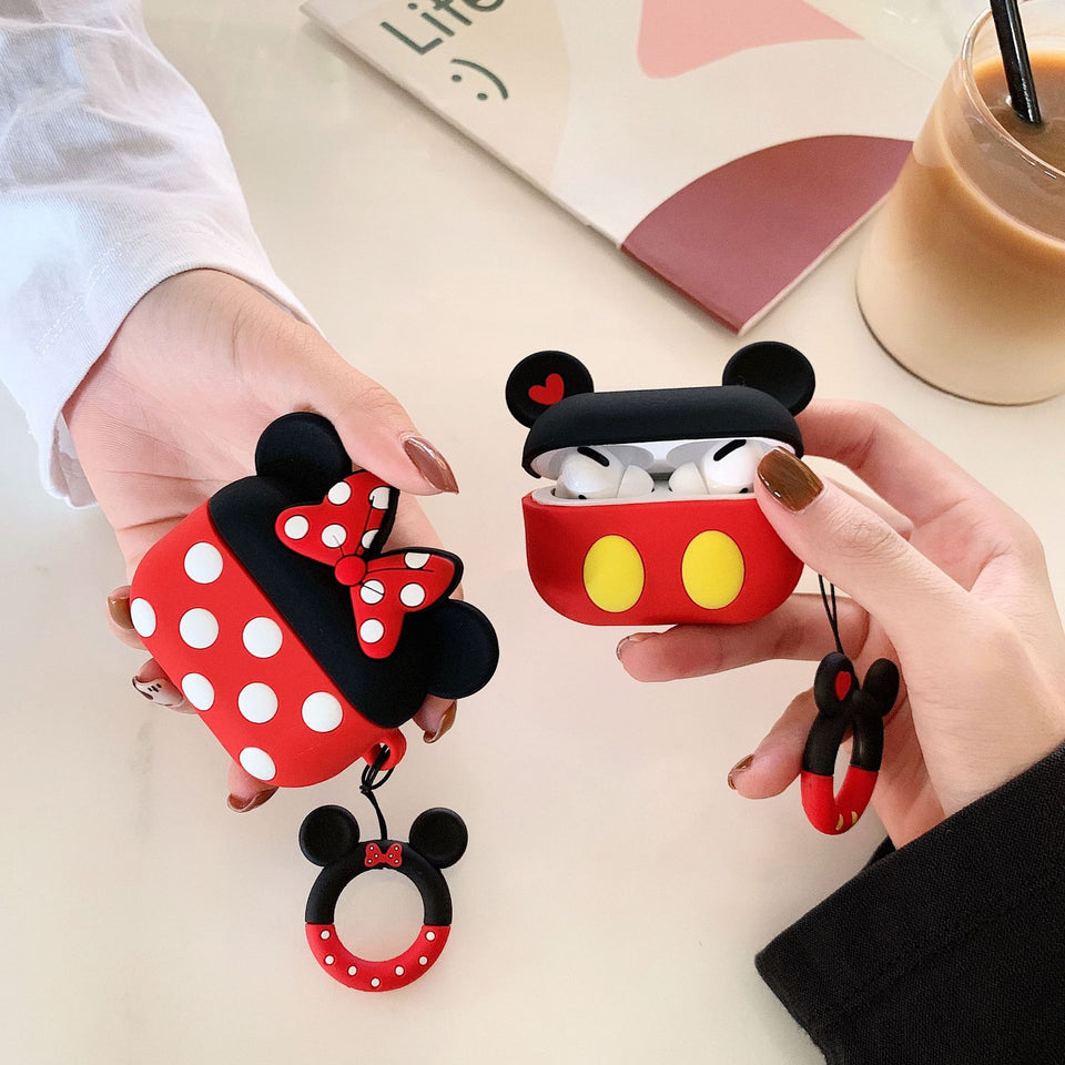 AirPods Cute 3D Cartoon Minnie& Mickey Silicone Case cover For Airpod Pro