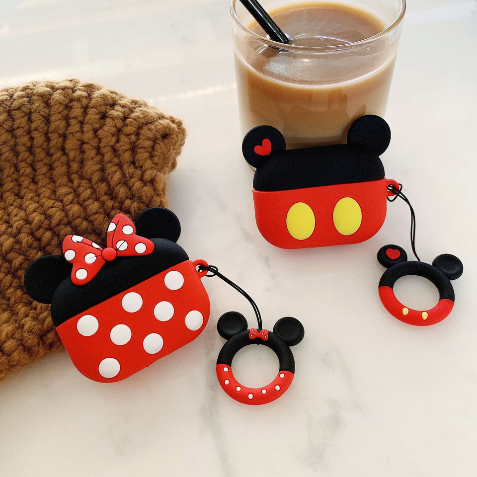 AirPods Cute 3D Cartoon Minnie& Mickey Silicone Case cover For Airpod Pro